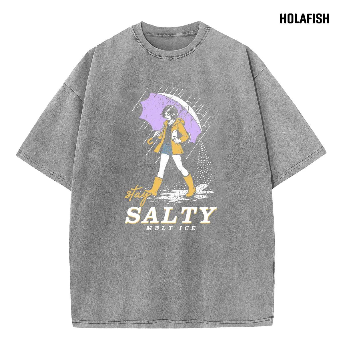 Holafish Womens Vintage Acid Wash Graphic Tee, Crew Neck Short Sleeve, Soft and Lightweight Cotton, Casual Cotton Unisex, Fashion Tops for Everyday Outfits
