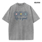 Holafish Upgraded Acid Wash Tee for Women Cotton Trendy Graphic T-Shirt Drop Shoulder Design for Vintage Streetwear Unisex Baggy Hip Hop Style Acid Washed Graphic Tee Mother's Day Gift