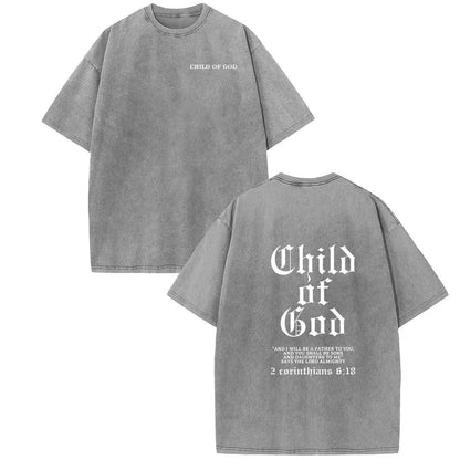 Holafish Oversize Acid Wash VintageChild Of God' Pattern T-Shirt,Heavyweight Cotton Streetwear graphic vintage Menswear Womenswear Crewneck Tshirt Top Hoodie