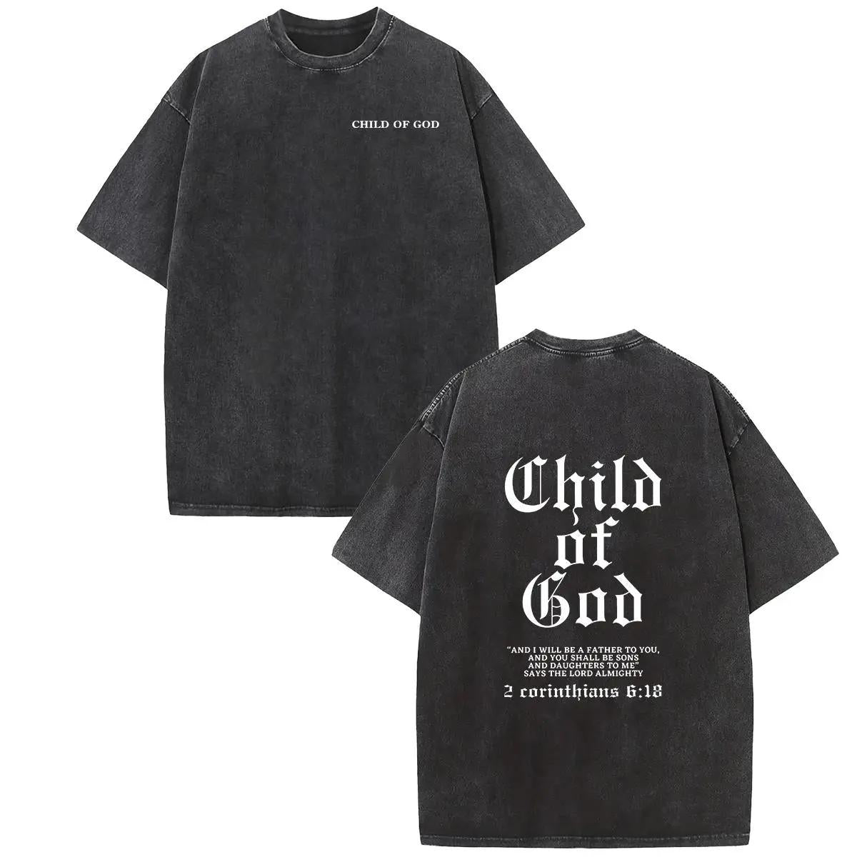Holafish Oversize Acid Wash VintageChild Of God' Pattern T-Shirt,Heavyweight Cotton Streetwear graphic vintage Menswear Womenswear Crewneck Tshirt Top Hoodie