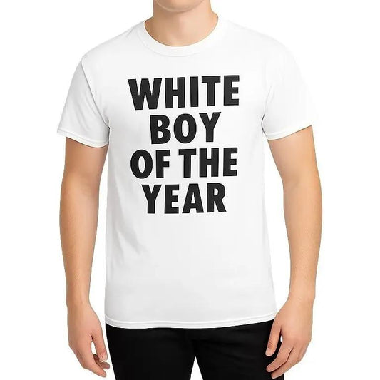 Men's Oversized White Classic Boy Print Crewneck T-Shirt, Simple Breathable Lightweight Cotton Short-Sleeve Casual Streetwear Tops tiktokshopspringglowup,summervibes outdoorfun