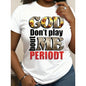Women's "God Don't Play With Me" Graphic T-Shirt - Bright Yellow Casual Short Sleeve Top, Leopard Print Embellishment, Soft Stretch Fabric, Round Neck Design, Machine Washable, All-Season Comfort, Women's T-Shirt, Bold Letter Print