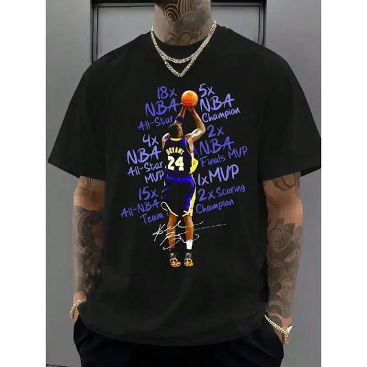 Kob.E Bryant |     Artistic Lakers Basketball Print Classic T-Shirt |     Popular Classic Apparel For Kobe Fans |     100%25 Cotton Printed Crew Neck Unisex Short-Sleeve T-Shirt |     European And American Fashion Brand Printed Base Layer Shirt
