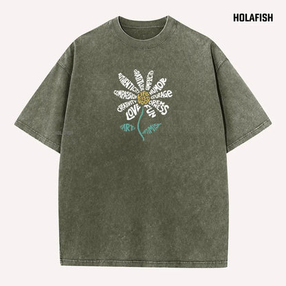 Holafish Casual Acid Washed Tshirt Cotton Unisex Top, Heavyweight Vintage Style, Soft Premium Fabric, Fresh Daily Look, Breathable All-Day Comfort