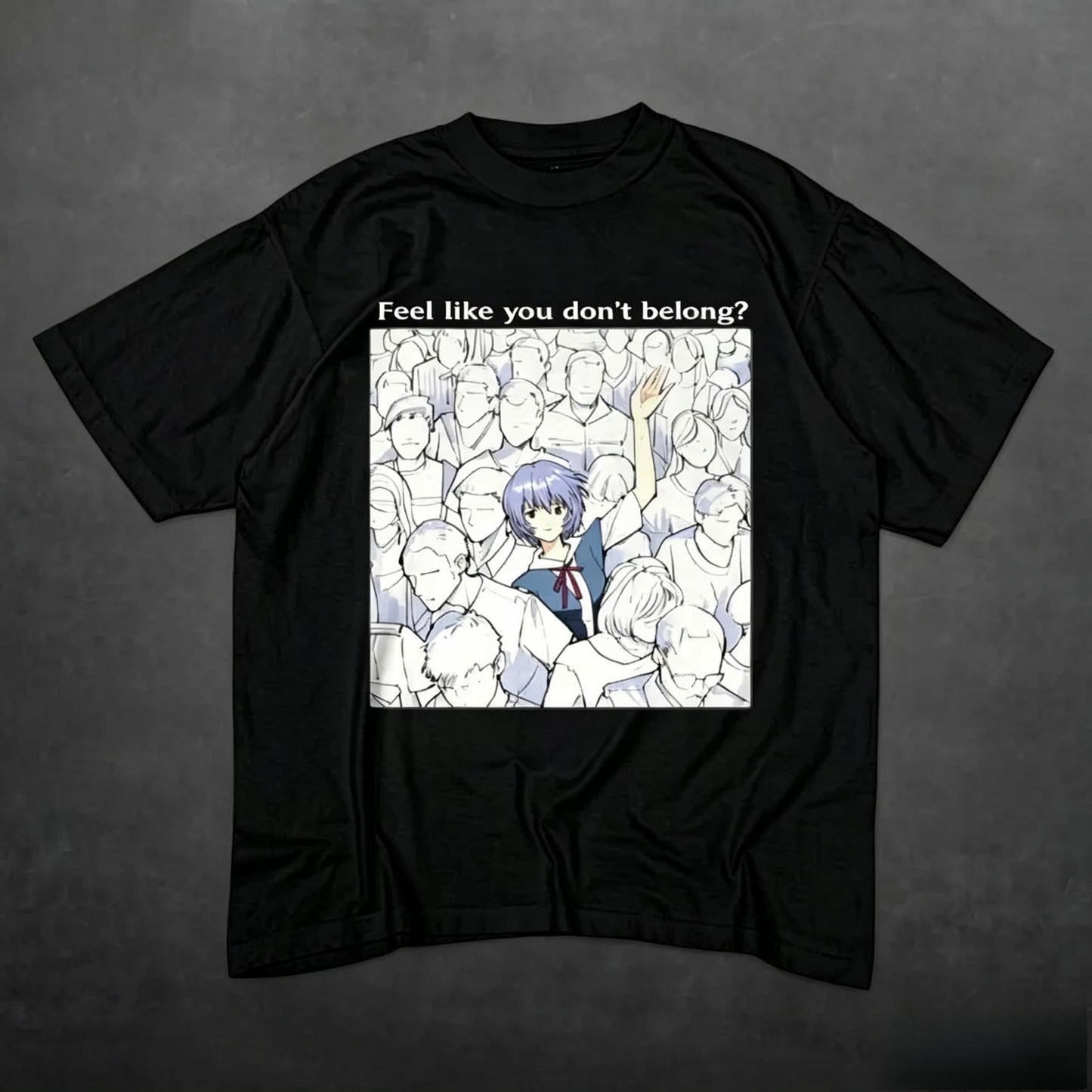 Rei Ayanami Shirt, Feel Like You Dont Belong Anime Tee, Evangelion Graphic Shirt, Sad Aesthetic Manga Tee, Anime Streetwear Shirt, Evangelion Ayanami Rei Top, Japanese Manga Graphic Tee, Vaporwave Anime Shirt, Unisex Menswear Womenswear Streetwear Top