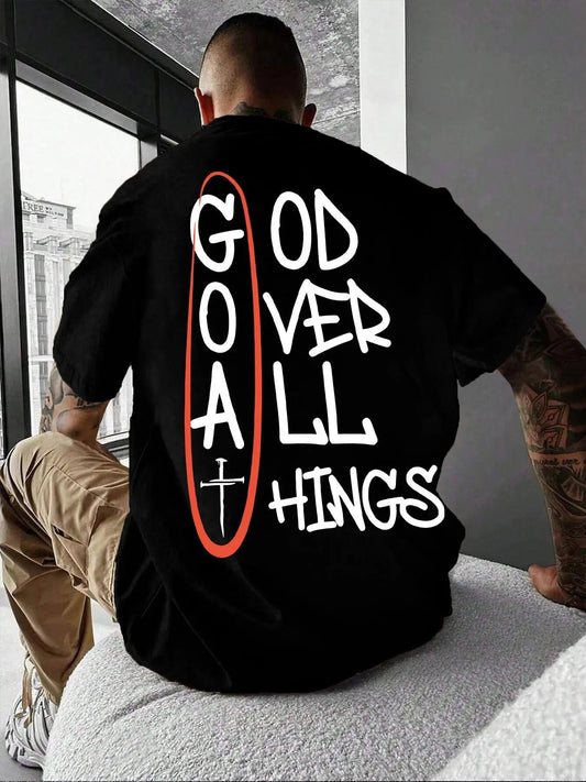 Men's Letter Print Casual Graphic Design Round Neck Tee, Loose Street Fashion Short Sleeve T-shirt for Daily Wear, Casual Comfy Top for All Seasons