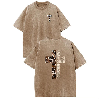 Holafish Acid Washed  Printed Tee, Drop Shoulder Crewneck T-Shirt for Casual Wear, Streetwear and Everyday Style