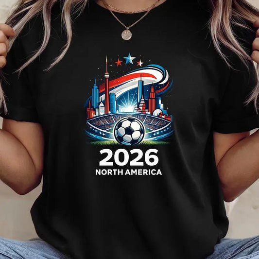 100%25 BOTTON Unisex Soccer 2026 Shirt, North America Soccer Tee, USA Soccer Fan Tee 2026, Y2K Streetwear T-Shirt, Casual Cotton Fit, Soft Comfortable Short Sleeve, Teen & Adult, Daily Wear All Color