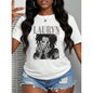 With Ring On Hand -  Cotton Women's T-Shirt/Lauren Hill/Letter Print/Vintage T-Shirt/Women's Casual Loose Round Neck Top/Spring And Summer-Niche Graffiti Prints T-Shirts-85841-102525