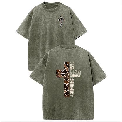 Holafish Acid Washed  Printed Tee, Drop Shoulder Crewneck T-Shirt for Casual Wear, Streetwear and Everyday Style