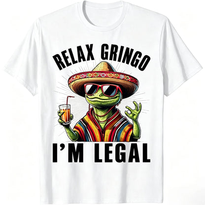 shirts - Cotton Short Sleeve Relax Gringo I'm Legal Mexican Lizard Funny T-Shirt for Men Women