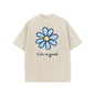 Holafish Womens Daisy, Life Print Graphic Tee, Acid Washed T-Shirt with Drop Shoulder Design, Unisex Baggy Hip Hop Vintage Streetwear Style, Mothers Day Gift