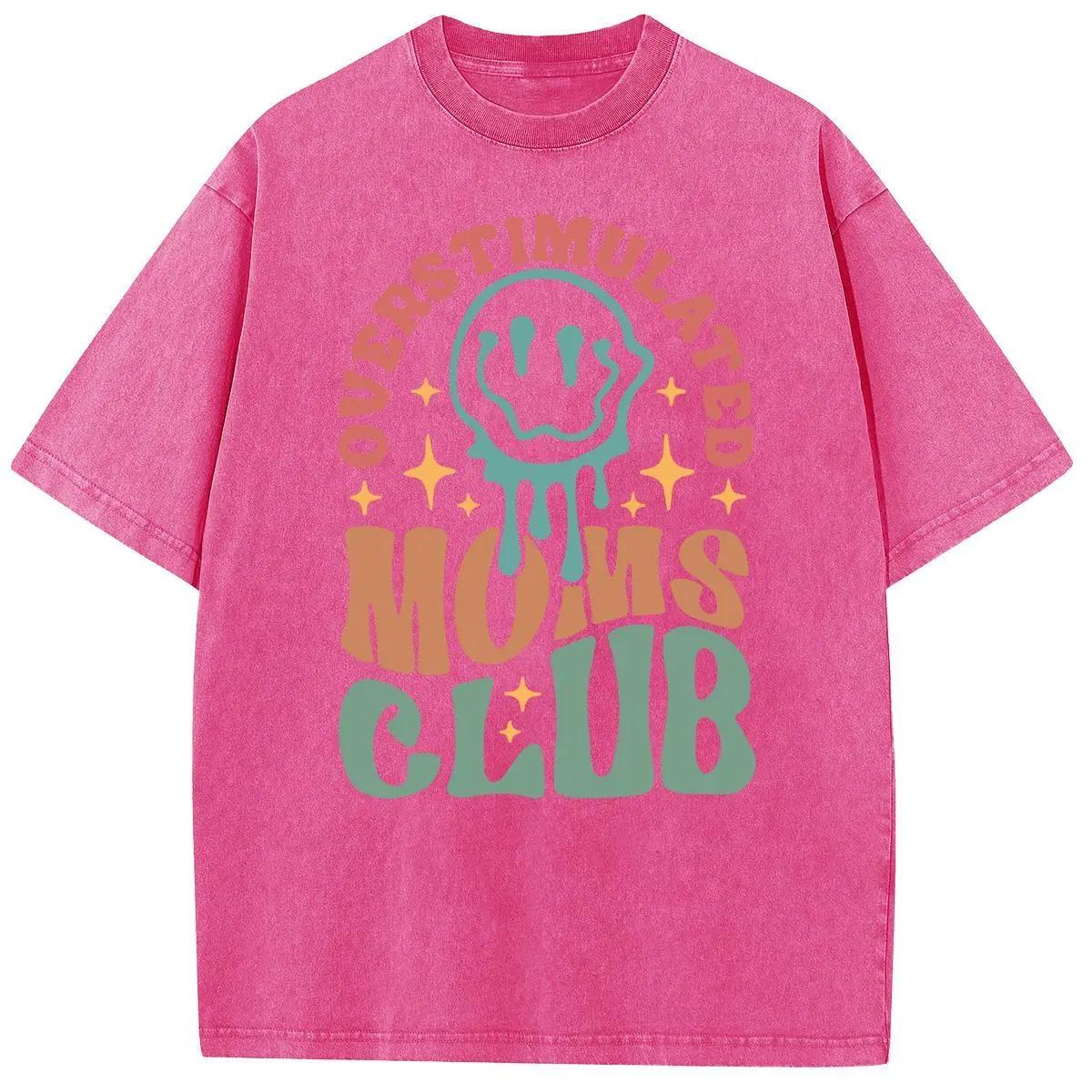 Holafish 2026 New Arrivals Oversized Acid Wash VintageMOM'S Club pattern T-Shirt,MOM'S Day Gift T-shirt Heavyweight Cotton Streetwear graphic vintage tees Menswear Crewneck Tshirt 2026 New Colors