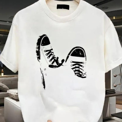 Men's Round Neck Shortsleeve Graphic Print Cotton Tee - Summer Basic Light Tropical Breathable Fabric, Soft Thick Minimalist Sweat Tshirt, Thermally Optimized Fitted Casual Streetwear Boxy Baggy Top,summervibes