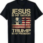 Jesus is My Savior, Trump is My President, Trump 2024 USA Flag T-Shirt, printed in the USA Campaign Tee Classic