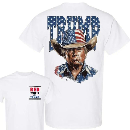 Men's Trump American Flag Bandana Funny T- shirt Round Neck Tee Casual Short Sleeve Top Menswear Vintage, Hoodie and Sweatshirt for autumn and winter,Washed shirt