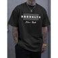 Men'S Letter Print Round Neck Tee, Men'S Summer Clothes, Summer Outfits, Regular Fit Casual Streetwear Short Sleeve Crew Neck T- Shirt For Summer, Graphic Tees, Fashion Men'S Top For Daily Wear, 90S Clothes