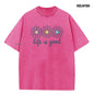 Holafish Upgraded Acid Wash Tee for Women Cotton Trendy Graphic T-Shirt Drop Shoulder Design for Vintage Streetwear Unisex Baggy Hip Hop Style Acid Washed Graphic Tee Mother's Day Gift