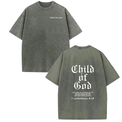 Holafish Oversize Acid Wash VintageChild Of God' Pattern T-Shirt,Heavyweight Cotton Streetwear graphic vintage Menswear Womenswear Crewneck Tshirt Top Hoodie