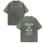 Holafish Oversize Acid Wash VintageChild Of God' Pattern T-Shirt,Heavyweight Cotton Streetwear graphic vintage Menswear Womenswear Crewneck Tshirt Top Hoodie