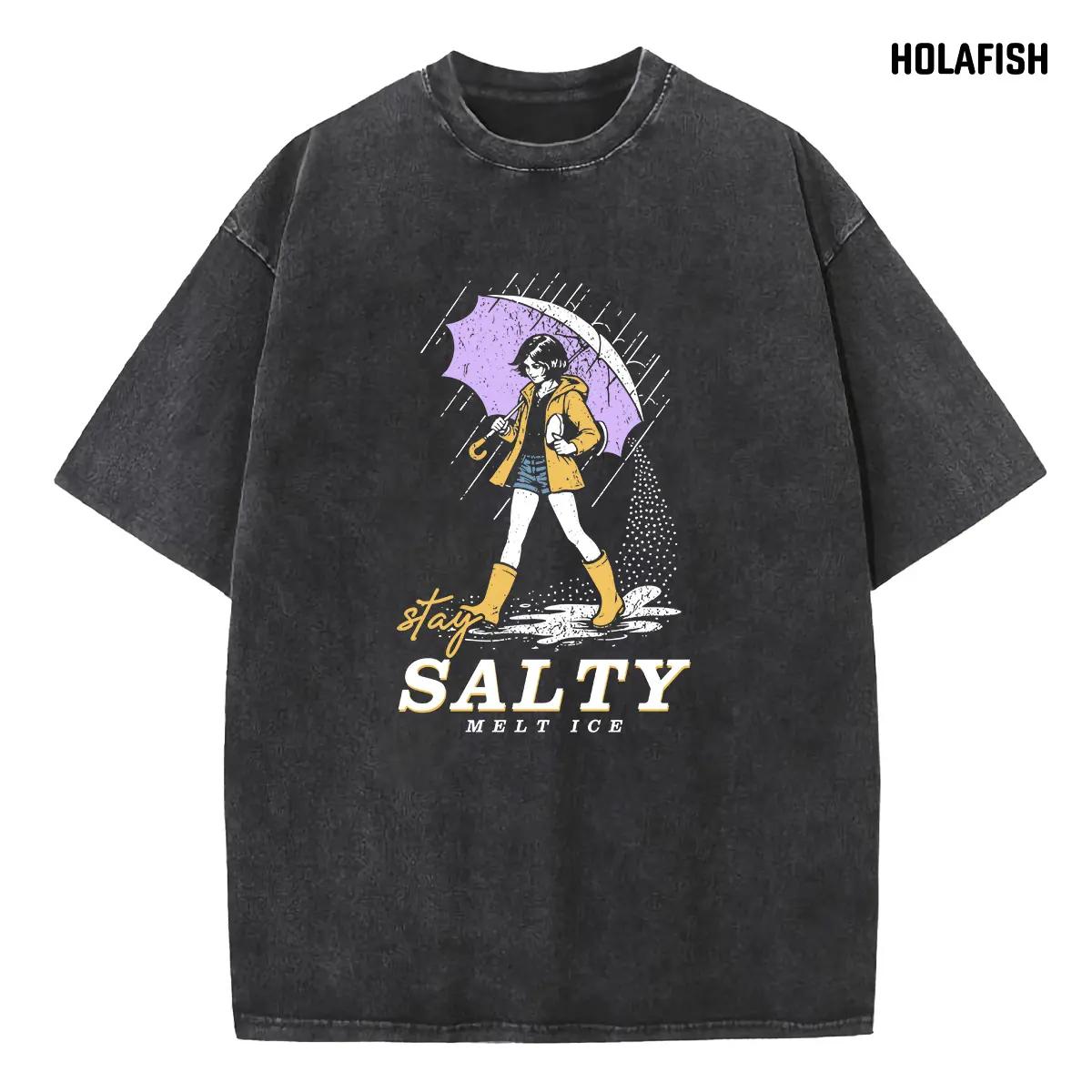 Holafish Womens Vintage Acid Wash Graphic Tee, Crew Neck Short Sleeve, Soft and Lightweight Cotton, Casual Cotton Unisex, Fashion Tops for Everyday Outfits