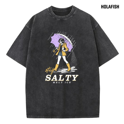 Holafish Womens Vintage Acid Wash Graphic Tee, Crew Neck Short Sleeve, Soft and Lightweight Cotton, Casual Cotton Unisex, Fashion Tops for Everyday Outfits